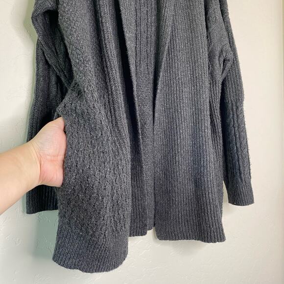Joie Gray Cable Knit Open Front Chunky Cardigan Large - Picture 7 of 13